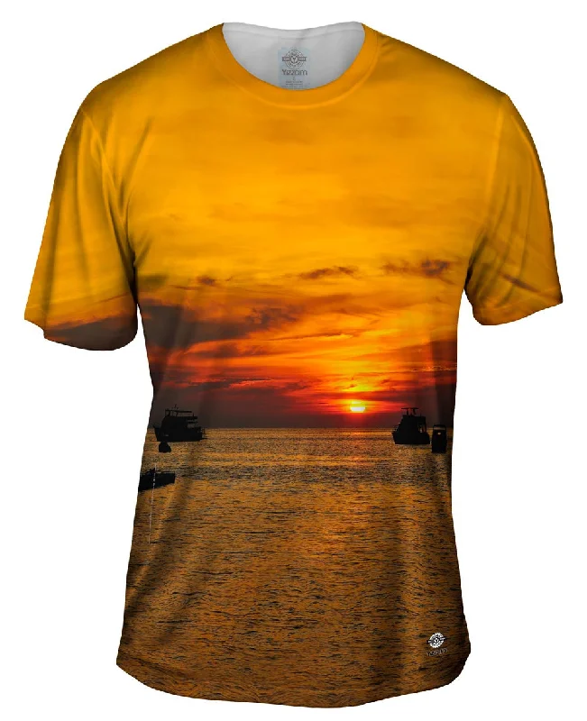 Relaxed Crew Neck T-Shirt-Day Dreaming Sunset Boat Life