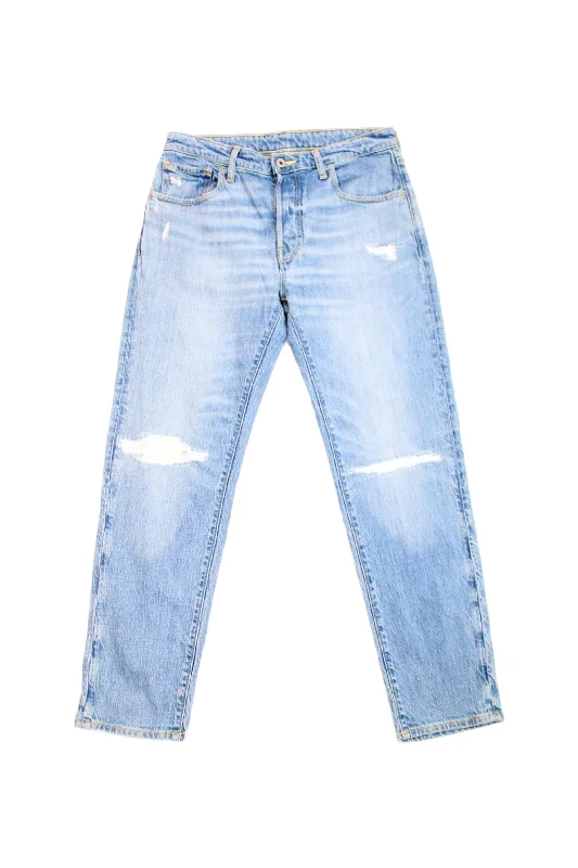 Comfortable Drawstring Pants-Candiani Denim - Distressed Light Wash Denim