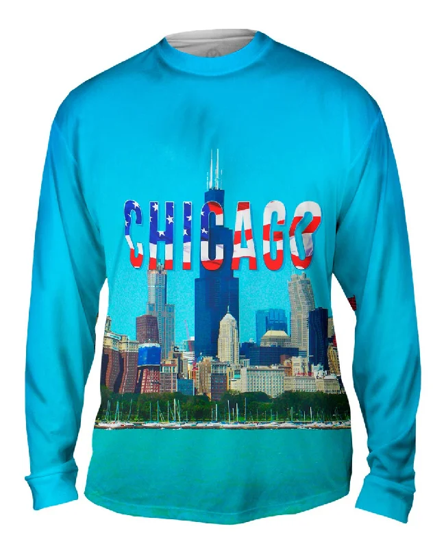 Custom Sports Long Sleeve Shirt-Chicago Pride Willis Tower And Marina