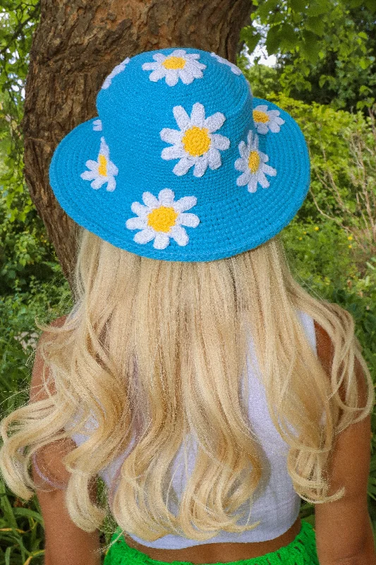 Trendy Mesh Cap-BLUE DAISY HAT