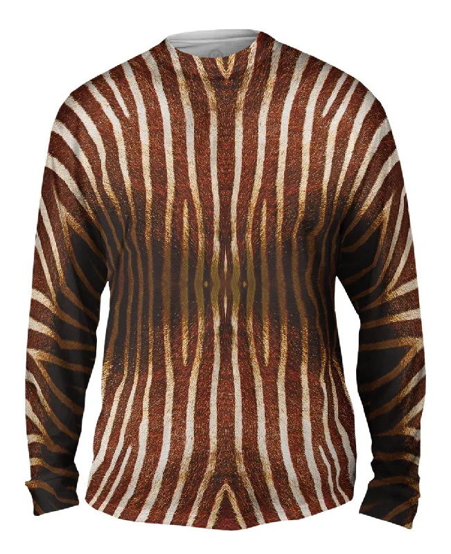 Trendy Long Sleeve Crewneck-Brown Zebra Stripes