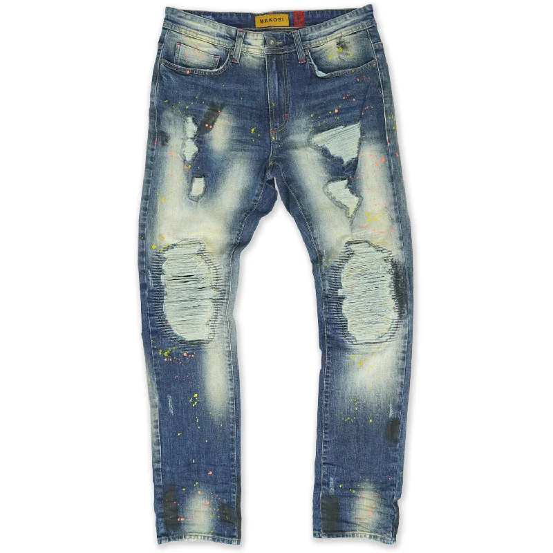 Comfortable Wide-Legged Pants-M1920 Zuma Shredded Jeans - Dirt Wash