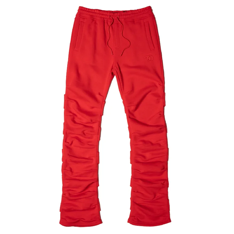 Trendy Wool Pants-F6220 Malik Stacked Sweatpants - Red