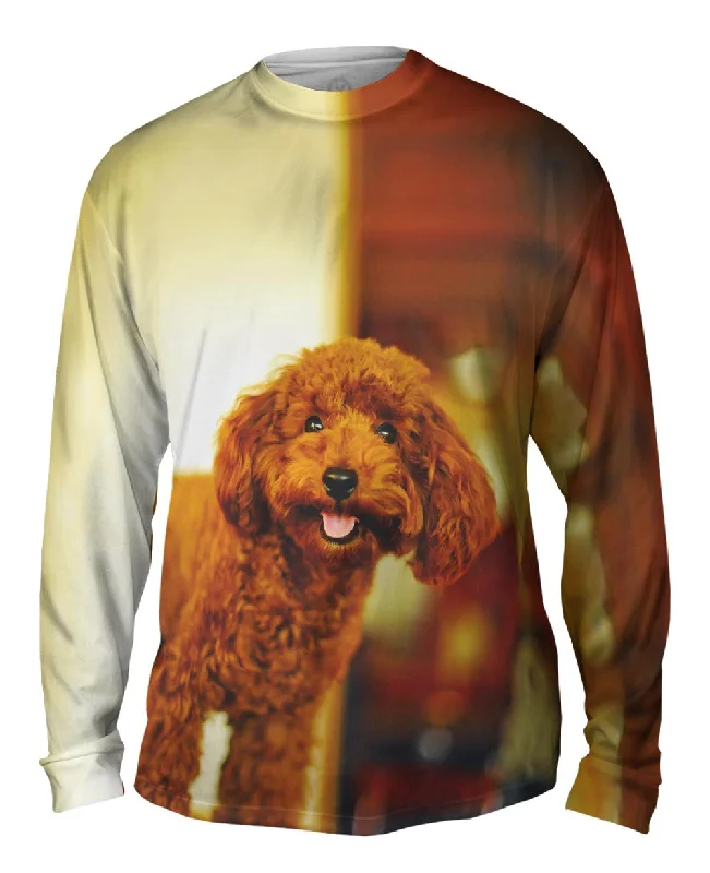 Premium High-Neck Long Sleeve-Brown Poodle Loves Life