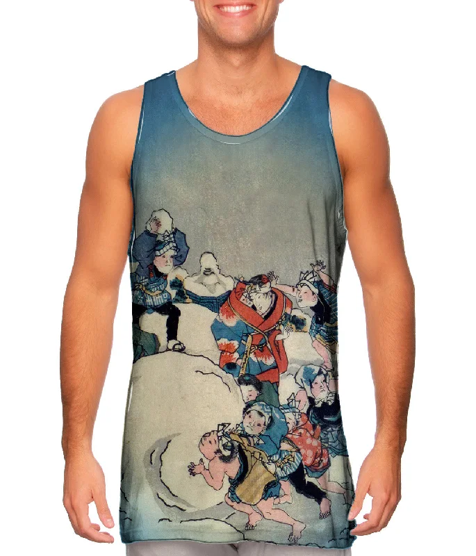 Stylish Cotton Blend Tank-Japan - Utagawa Kuniteru - "Snow Fight"