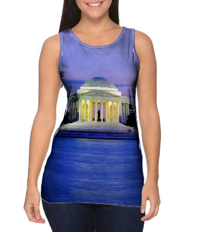 Premium Cotton Muscle Tank-Jefferson Memorial At Dusk