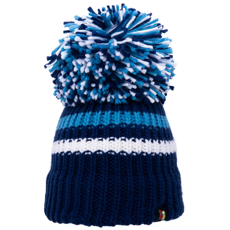 Comfortable Adjustable Visor-Dark Blue, White & Light Blue Big Bobble Hat