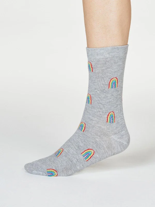 Comfortable Thermal Crew Socks-RAINBOW SOCKS - RAINBOW GREY MARLE