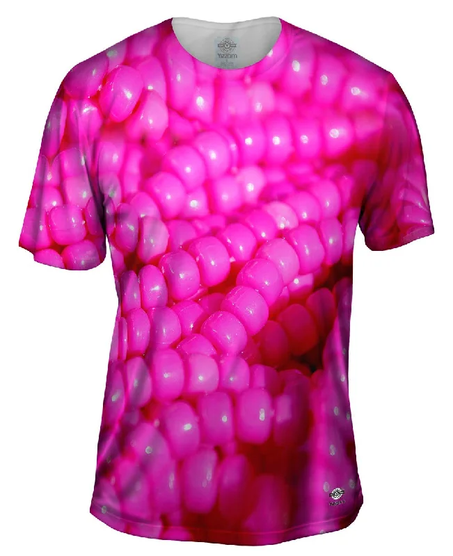 Fashionable Printed T-Shirt-Pink Bling Beads