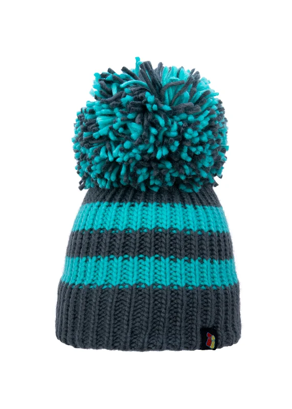 Comfortable Sun Hat-Grey and Jade Big Bobble Hat