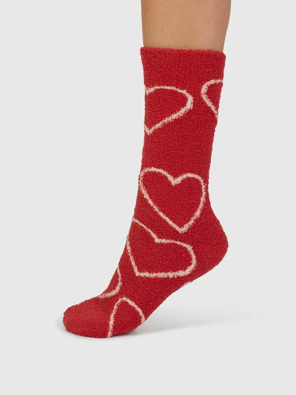 Stylish Dress Socks-Marjorie Fluffy Bed Socks - Poppy Red