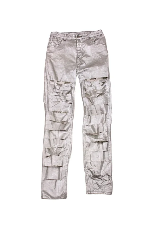 Premium Designer Pants-Tenwi - Silver Rip Jeans