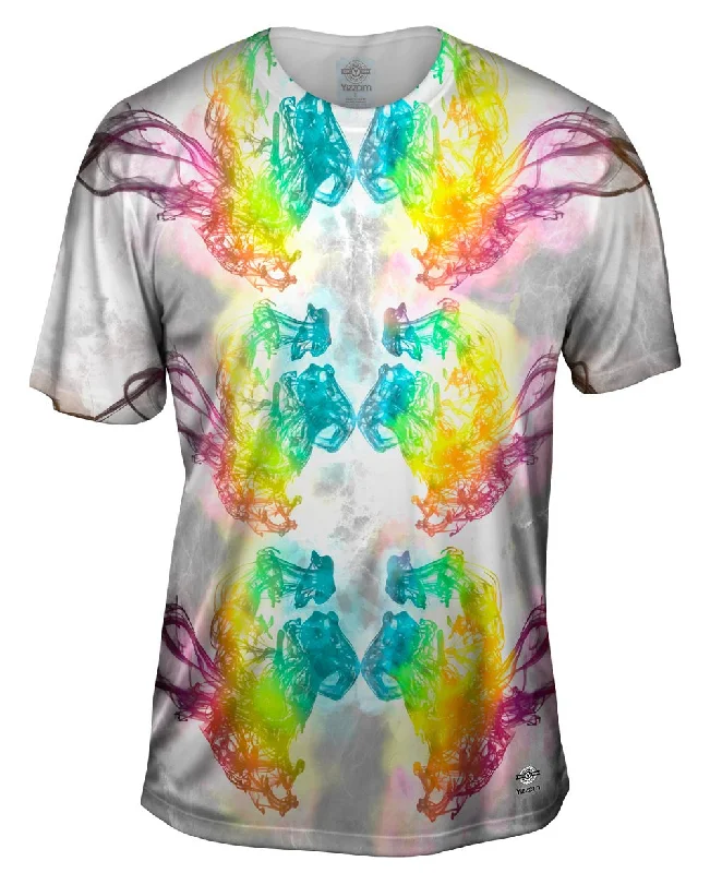 Custom Printed Logo T-Shirt-Ink Splash Purple Rainbow