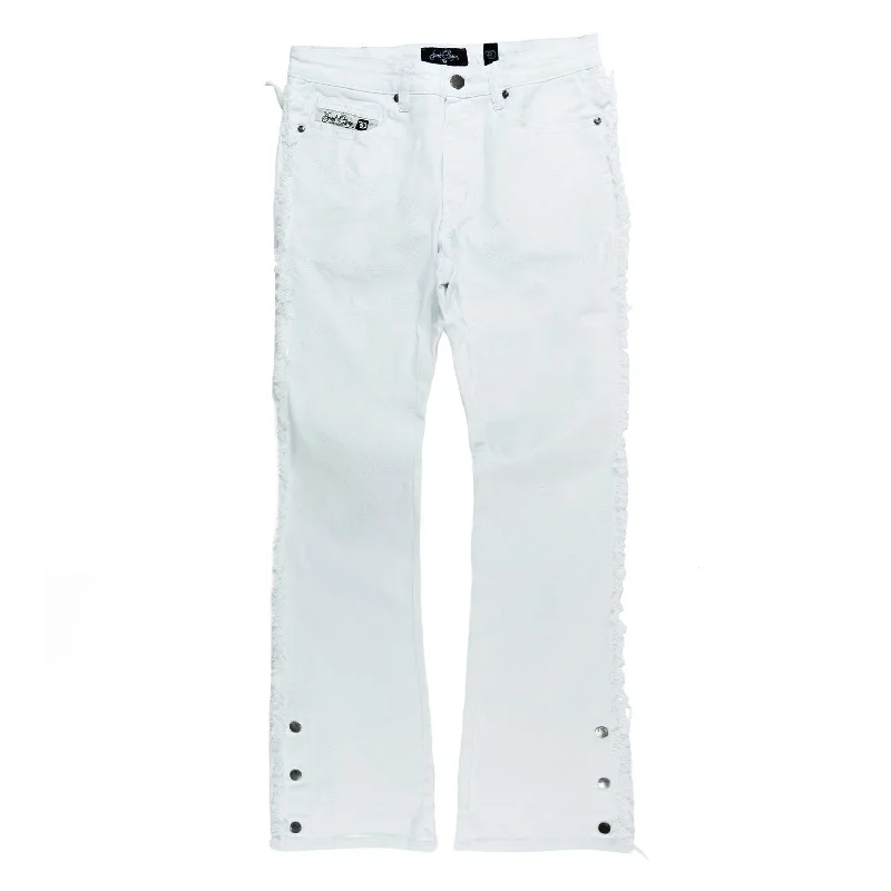 Custom Embroidered Pants-F1737 Cashay 2024 Stacked Jeans - White