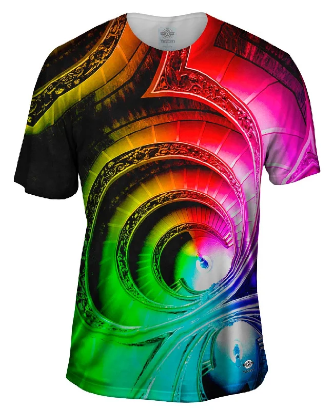 Trendy Oversized T-Shirt-Vatican Museum Staircase Rainbow