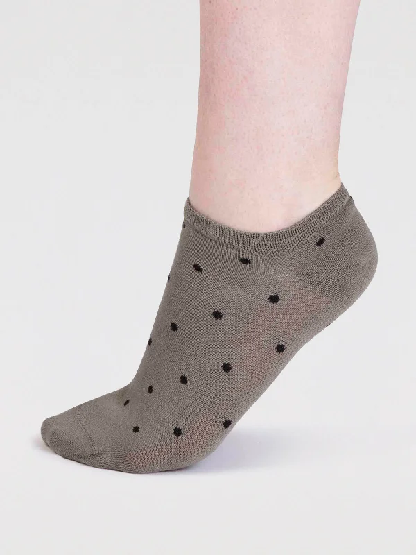 Trendy Novelty Socks-Dottie Bamboo Spotty Trainer Socks - Pea Green