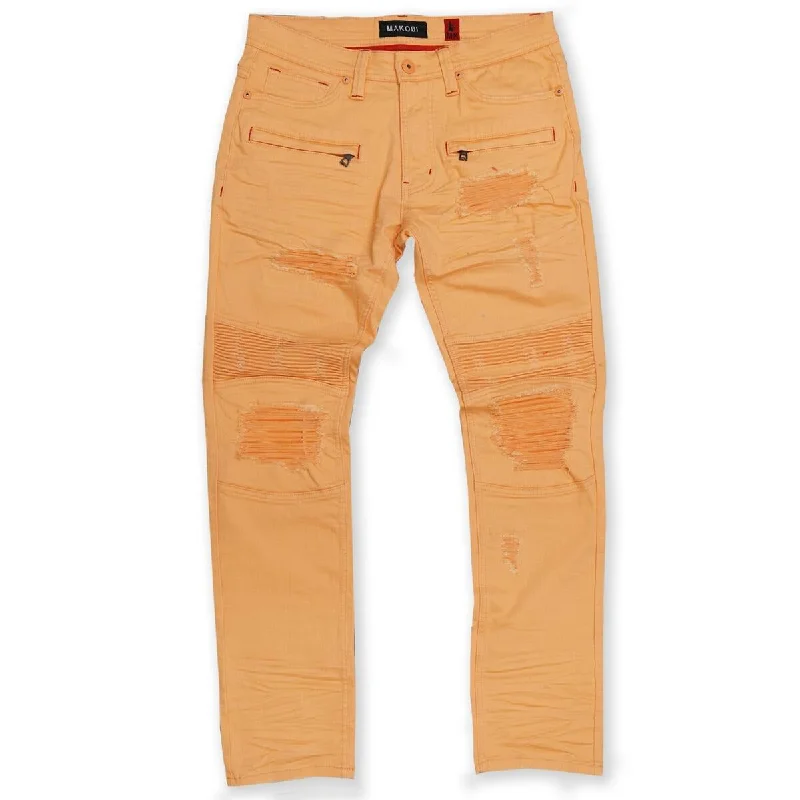 Premium Stretch Pants-M1960 Shredded Twill Jeans - Peach