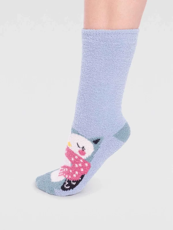 Trendy Lace Socks-Billie Recycled Polyester Animal Fluffy Sock - Foam Blue