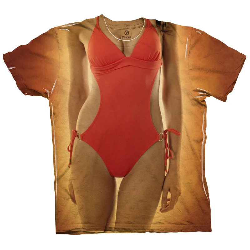 Sporty Fit Performance T-Shirt-Sexy Female Full Red Bikini