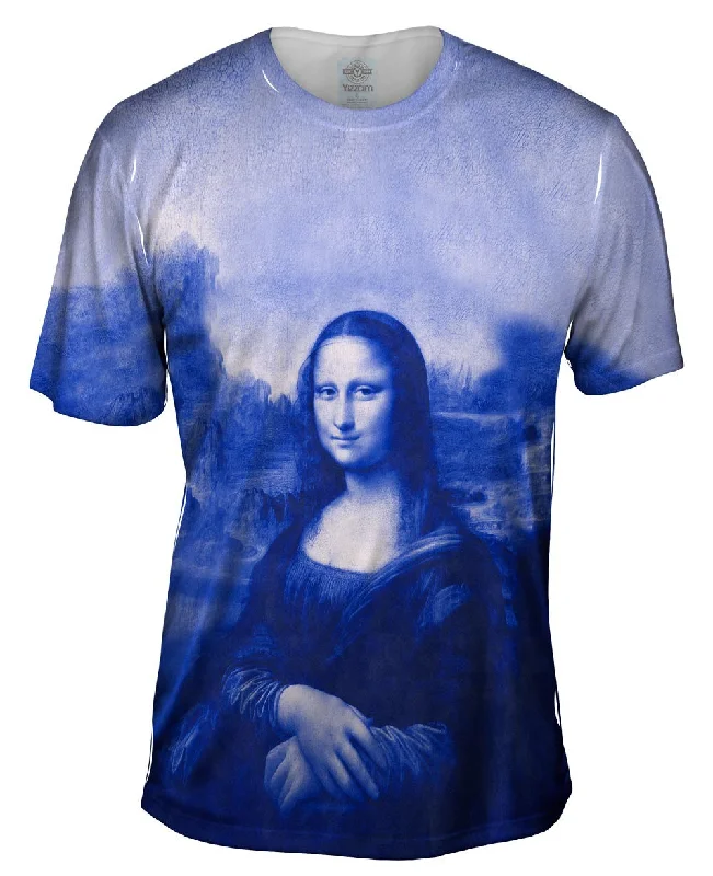 Simple Logo T-Shirt-Pop Art - "Da Vinci Mona Lisa Navy" (1517)