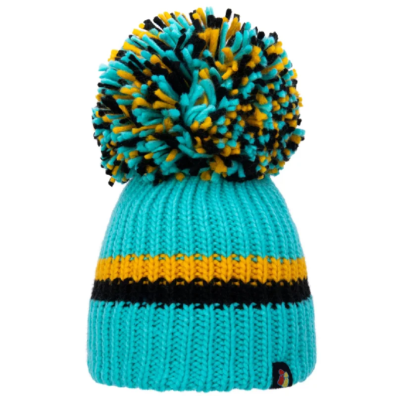 Trendy Dad Cap-Green, Black and Yellow Big Bobble Hat