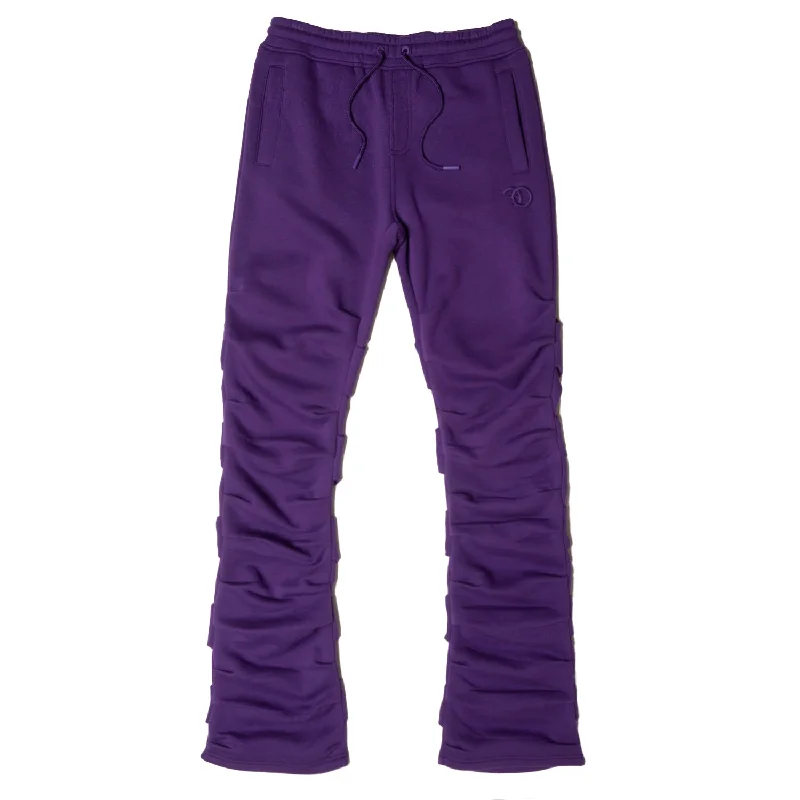 Classic Fit Dress Pants-F6220 Malik Stacked Sweatpants - Purple