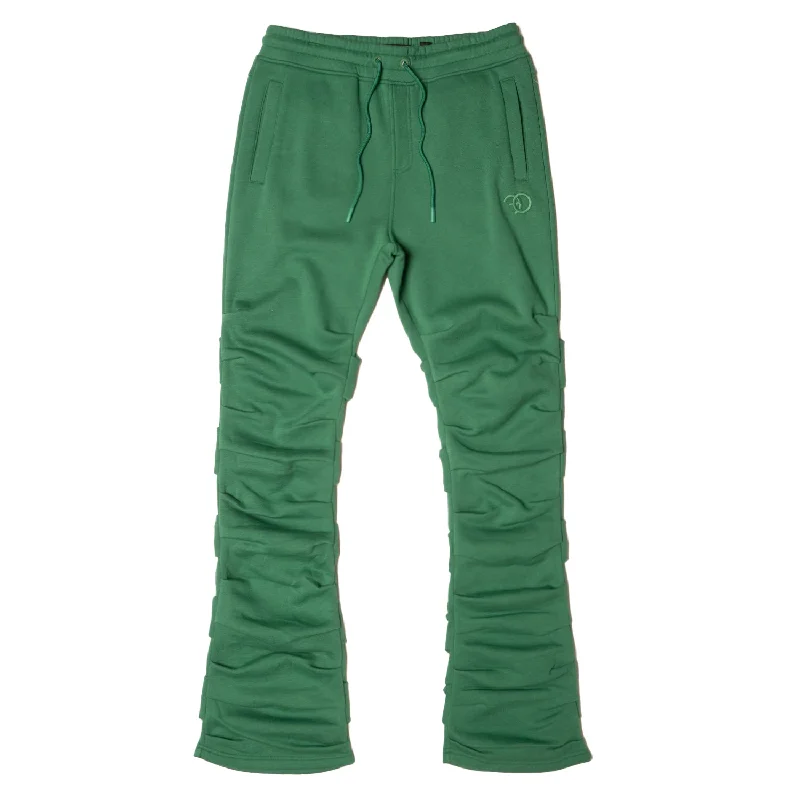 Stylish Casual Dress Pants-F6220 Malik Stacked Sweatpants - Green