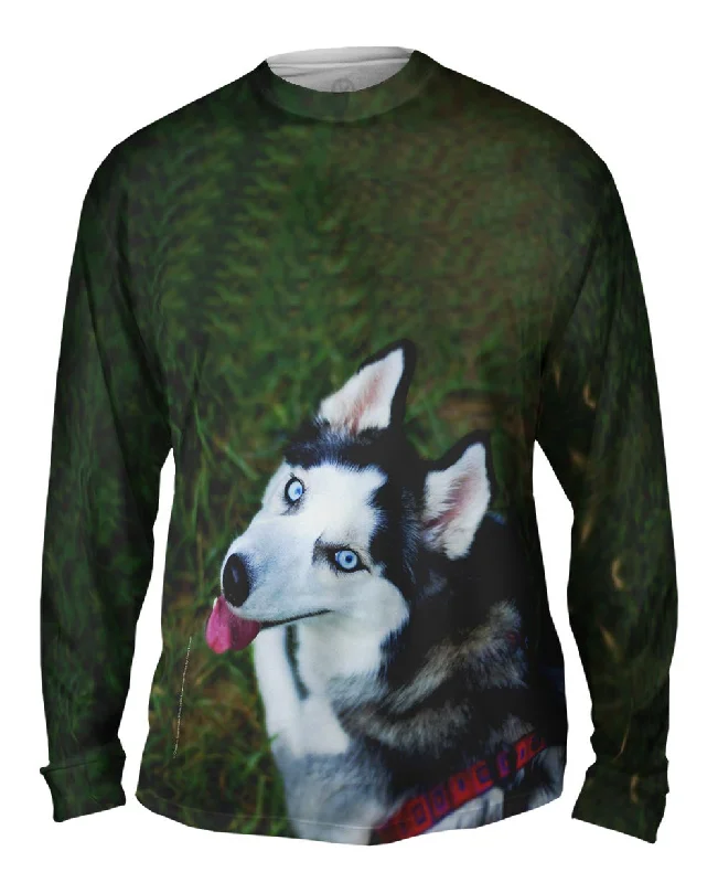 Fashionable Long Sleeve T-shirt-Blue Husky