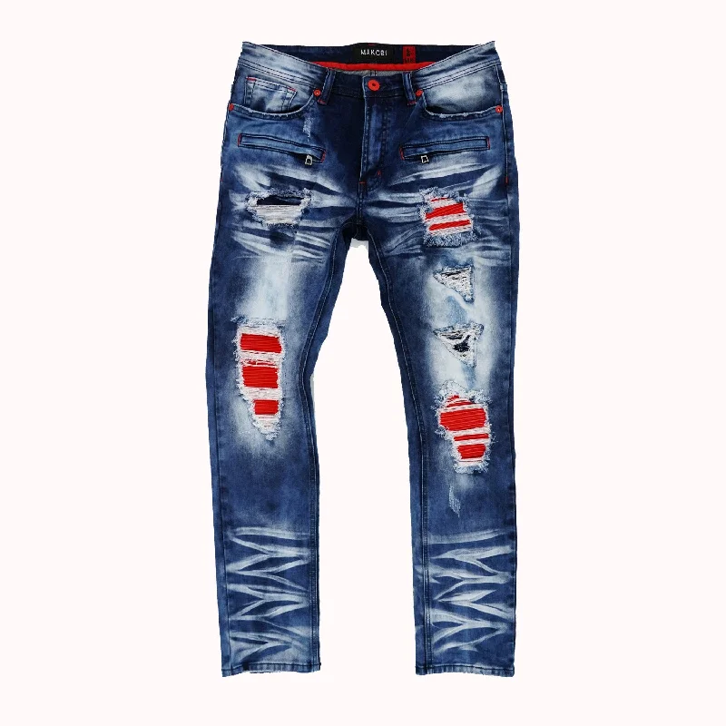 Premium Yoga Joggers-M1970 Ashton Shredded Jeans- Dark Wash