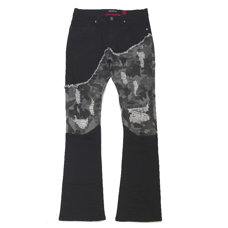 Stylish Fleece Sweatpants-M1919 Costello Stack Jeans - Black