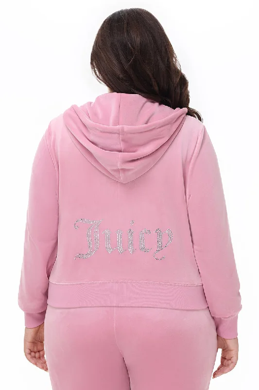 Comfortable Sweat-Wicking Hoodie-Plus-Size OG Big Bling Velour Hoodie