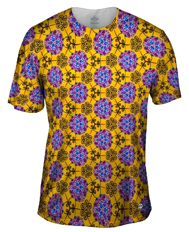 Comfortable Slim Fit T-Shirt-Diamond Golden Gates Pattern