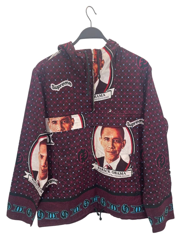 Comfortable Running Jacket-Supreme/Jacket/M/Cotton/RED/All Over Print/SUPREME X OBAMA ANORAK