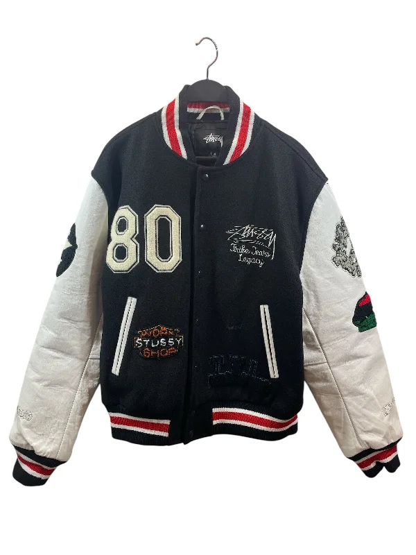 Trendy Varsity Jacket-STUSSY/DENIM TEARS/Jacket/M/Wool/MLT/Graphic/0548-22-7366