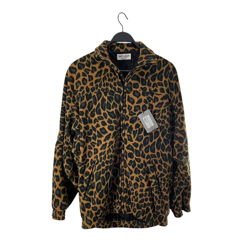 Relaxed Fit Waterproof Jacket-BALENCIAGA/Jacket/34/Cotton/CML/Animal Pattern/LEOPARD FLEECE